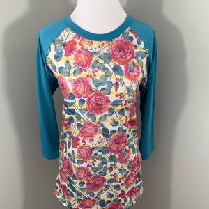 LuLaRoe Randy floral baseball tee size small